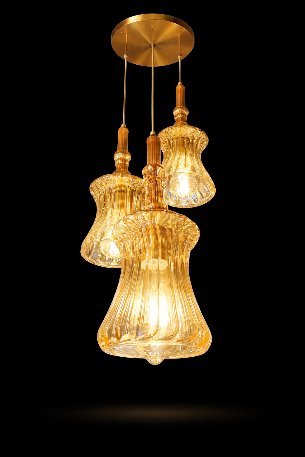 Sunehri Manika Three-Light Cascade Pendant