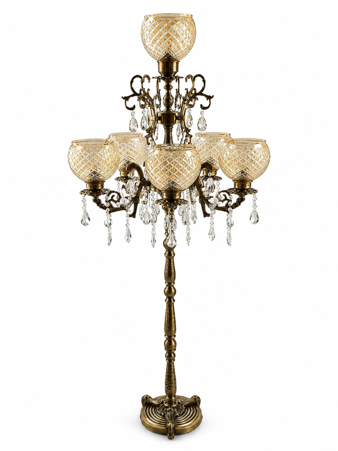 Zarqash Diamond-Lattice Luster Glass Floor Chandelier · SGE-FL-020 · Samrat Glass Emporium — view 2