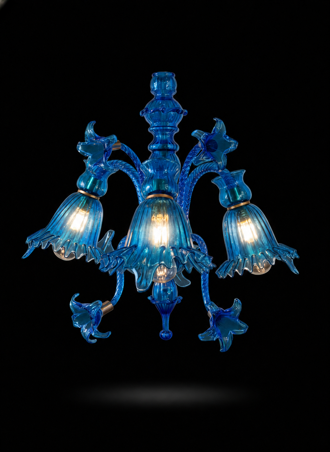Gulzar Bellflower Three-Light Downlight Wall Light — Cobalt Blue · SGE-WL-014 · Samrat Glass Emporium