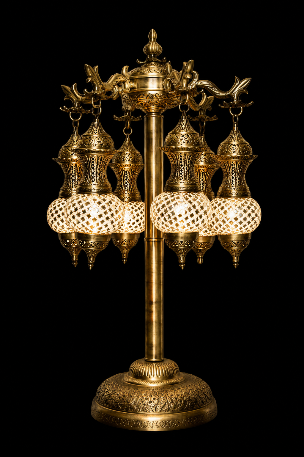 Mehrab Pierced Lantern Floor Chandelier — Six Light