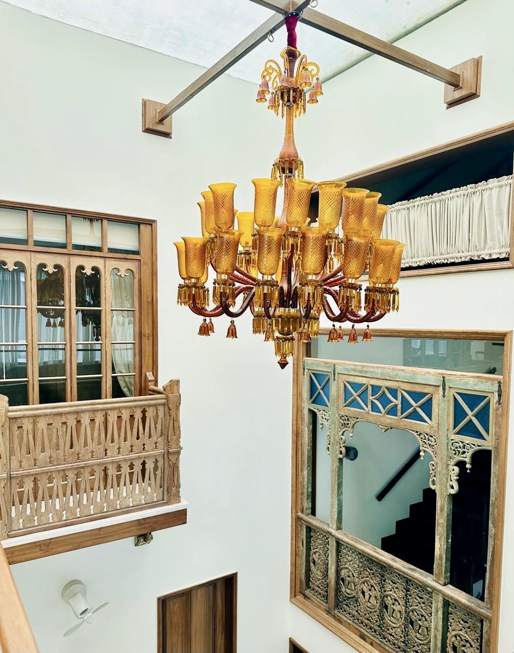 Heritage Amber Glass Chandelier for a Luxury Residence