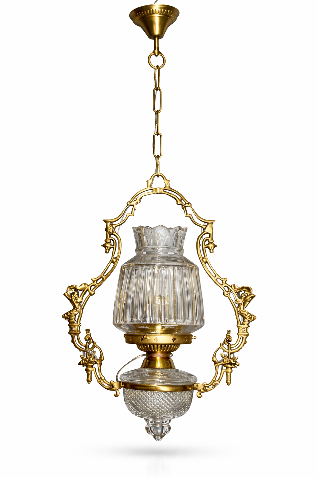 Mehrab Heritage Glass Hanging Light — Fluted Tulip Shade · SGE-HL-028 · Samrat Glass Emporium — view 2