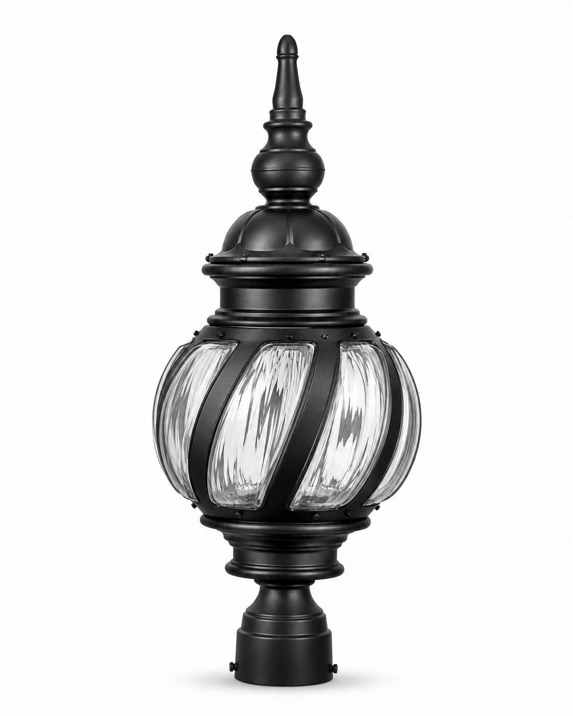 Chakravyuh Ribbed Globe Black Gate Pillar Lamp · Gate Light · SGE-GL-016 · Samrat Glass Emporium — view 2