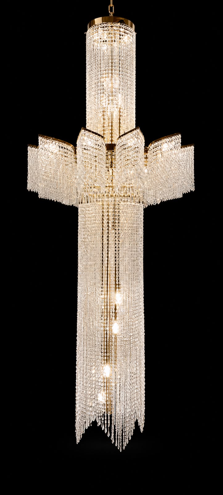 Shikhar Architectural Crystal-Bead Cascade Chandelier