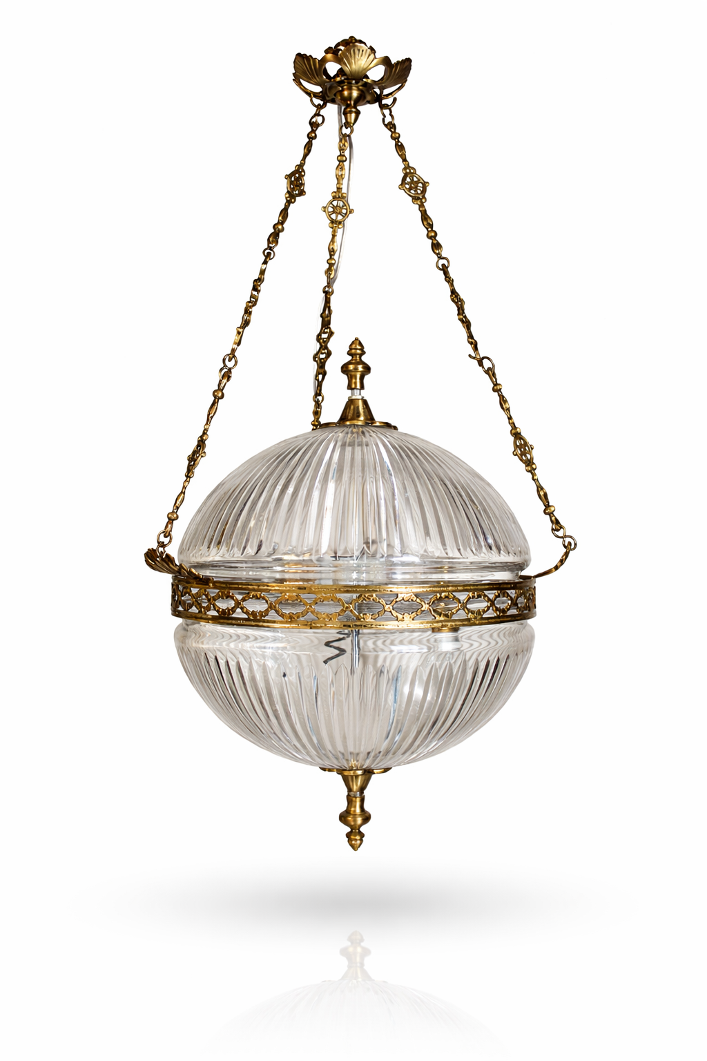 Golak Glass Globe Hanging Light — Vertical-Fluted Grand Swag · SGE-HL-025 · Samrat Glass Emporium — view 2