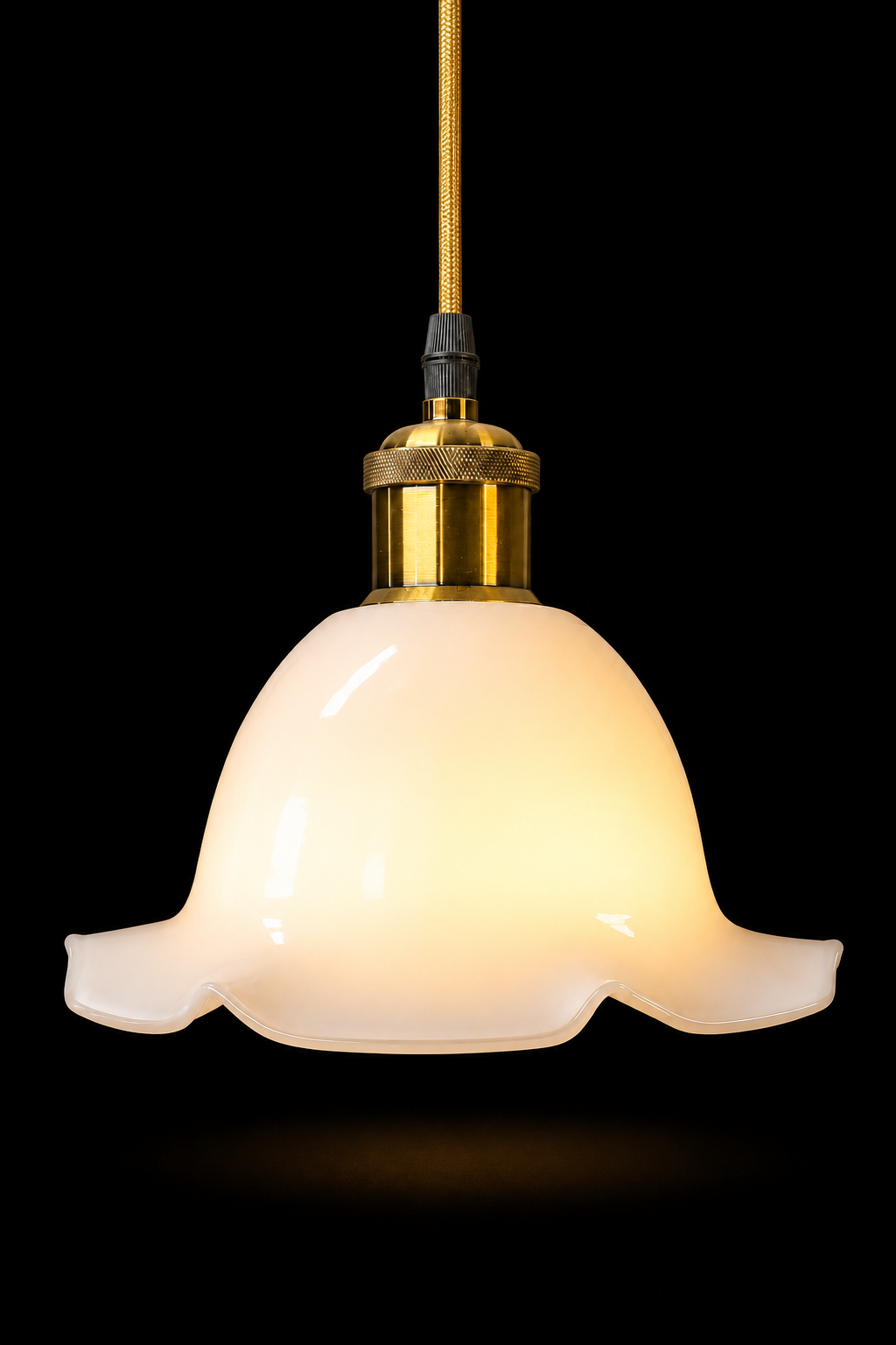Dugdhlehar Frosted-White Scalloped Bell-Glass Hanging Light