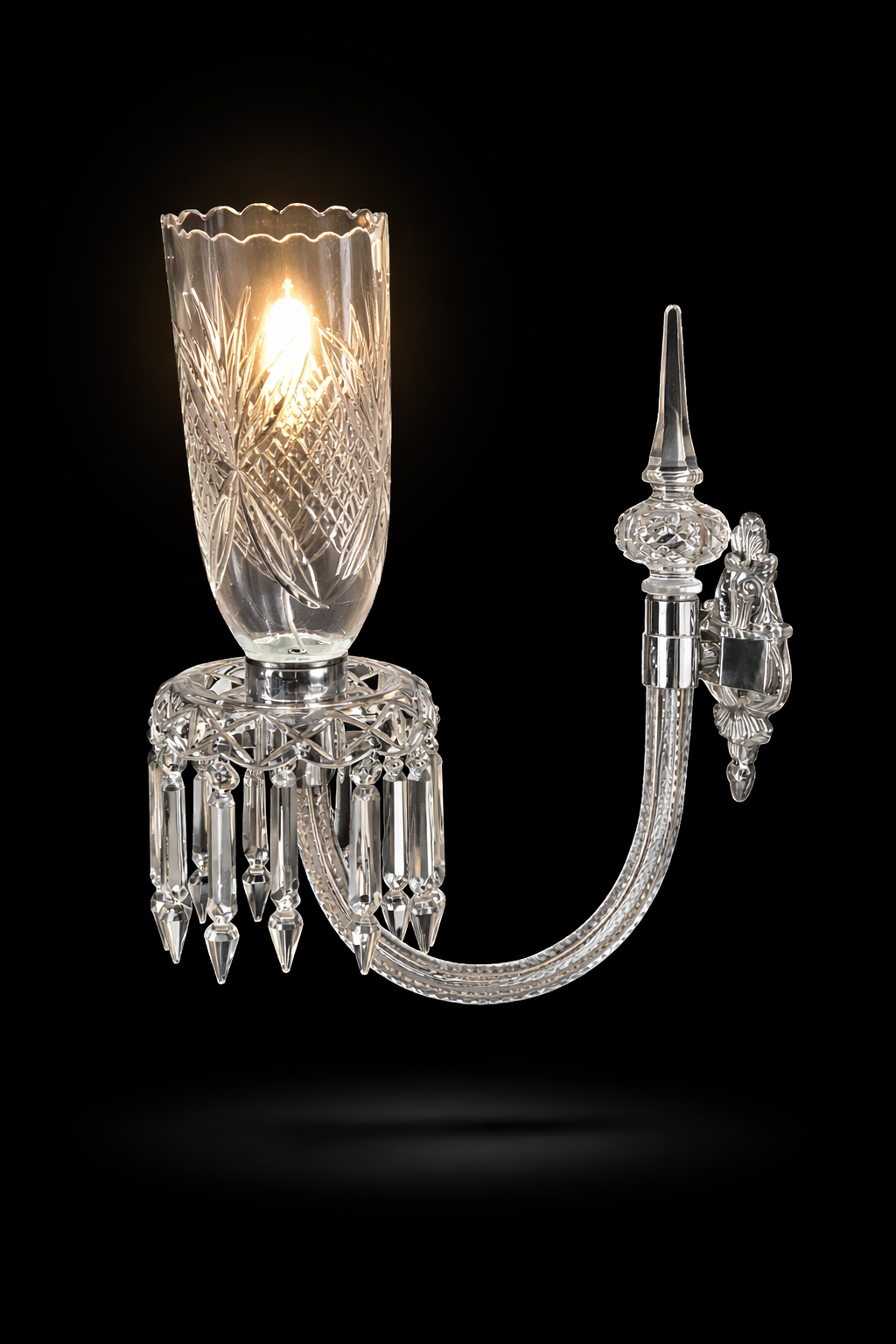 Noorvastra Scalloped Etched-Tulip Single-Light Crystal Wall Sconce — Crystal Crest