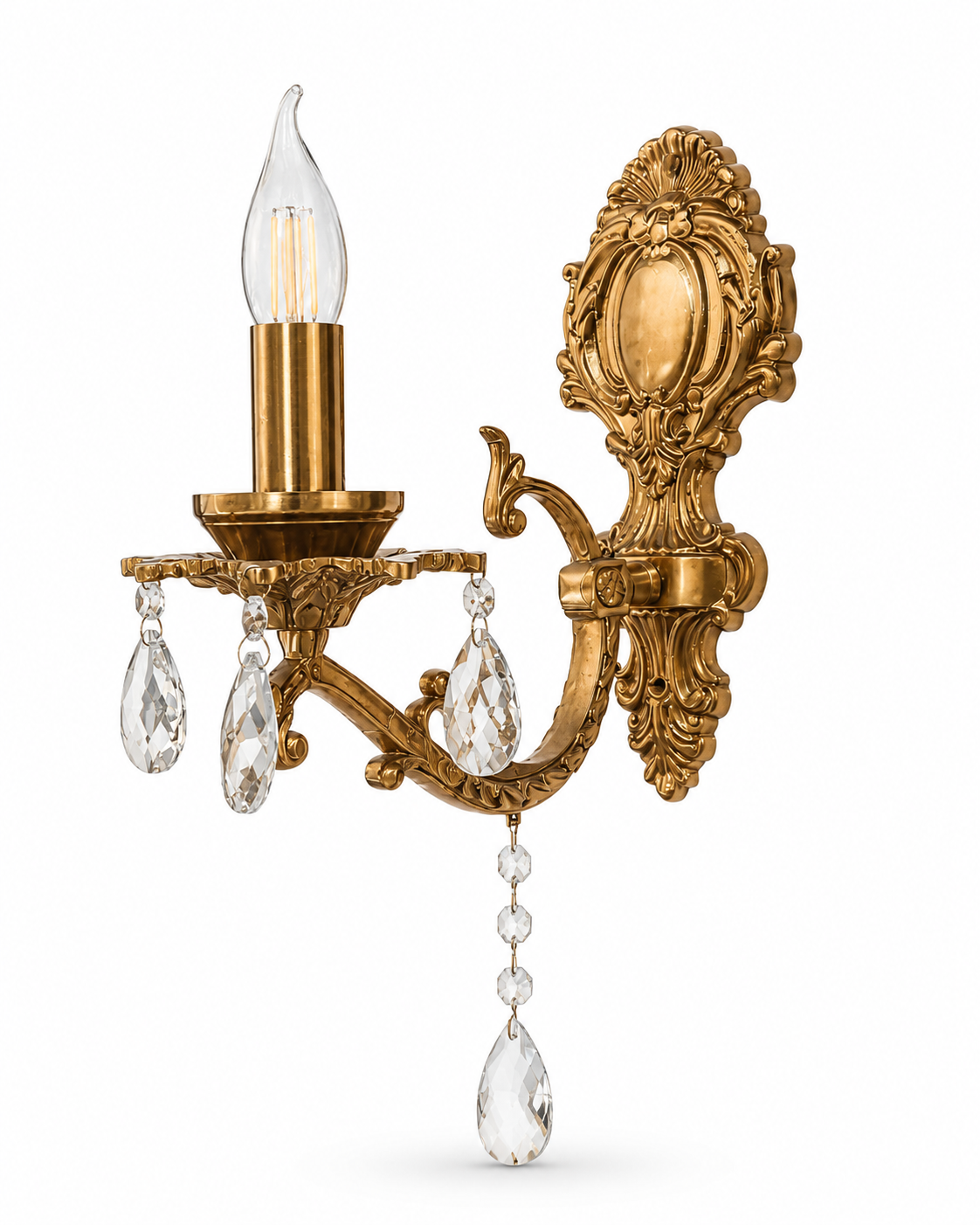 Rajdarbar Crystal-Drop Single-Light Candle Wall Sconce · Wall Light · SGE-WL-114 · Samrat Glass Emporium — view 2