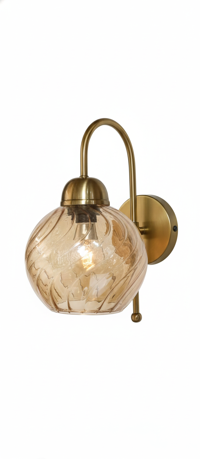 Ambarlehar Swirl-Glass Orb Single-Light Loop-Arm Wall Lamp · Wall Light · SGE-WL-104 · Samrat Glass Emporium — view 2
