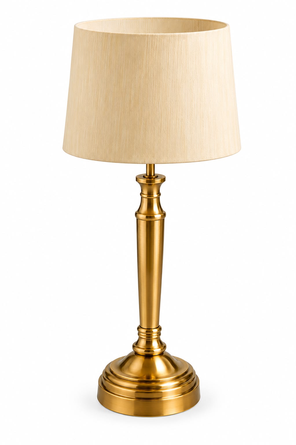 Swarna Classic Brass-Column Table Lamp with Cream Fabric Shade · SGE-TL-005 · Samrat Glass Emporium — view 2