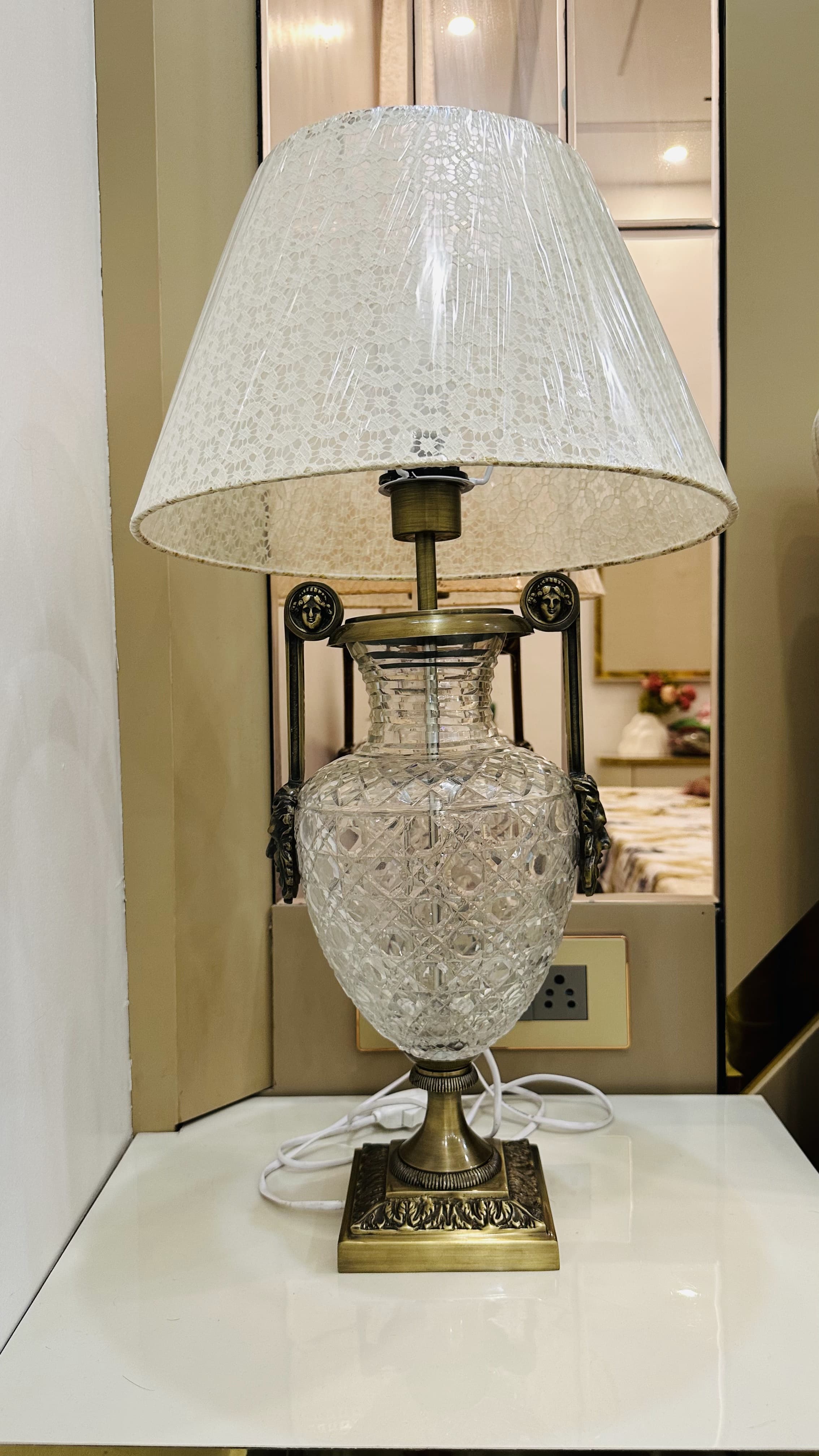 Rajsimha Lattice-Cut Crystal Table Lamps — Bijnor Private Residence · Bijnor, Uttar Pradesh · Samrat Glass Emporium — detail 4