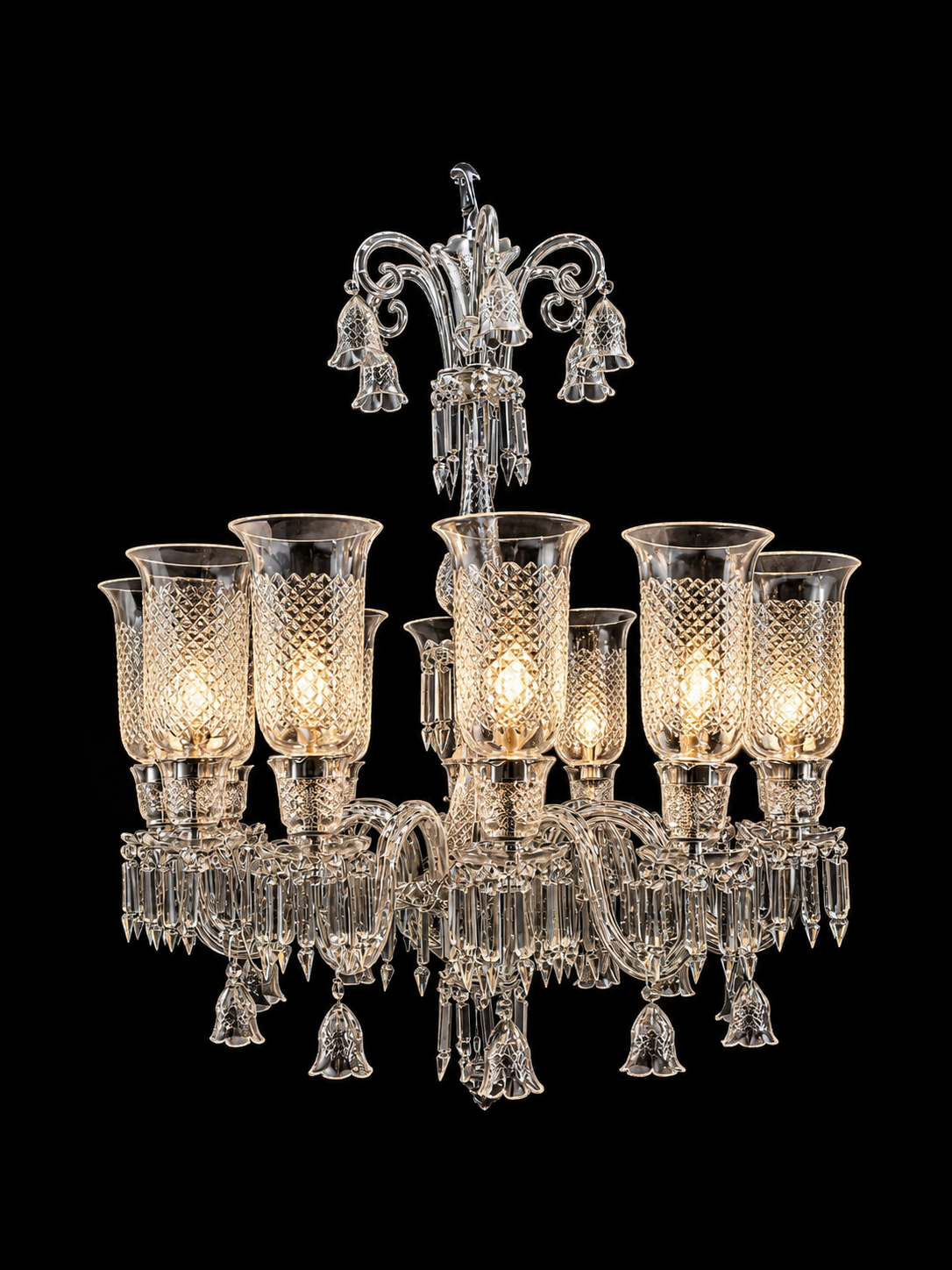 Meher Diamond-Cut Tulip Grand Chandelier — 12-Light Clear