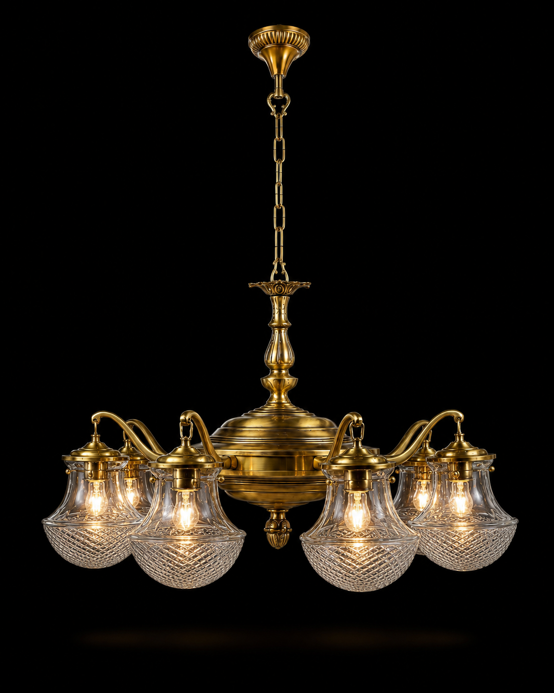 Prastara Diamond-Cut Glass Chandelier — Seven-Light