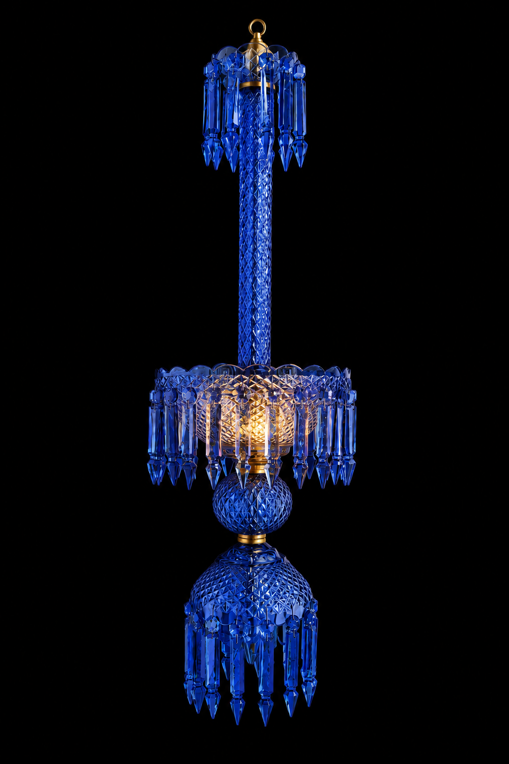 Rangmahal Diamond-Cut Crystal Hanging Light — Cobalt Blue