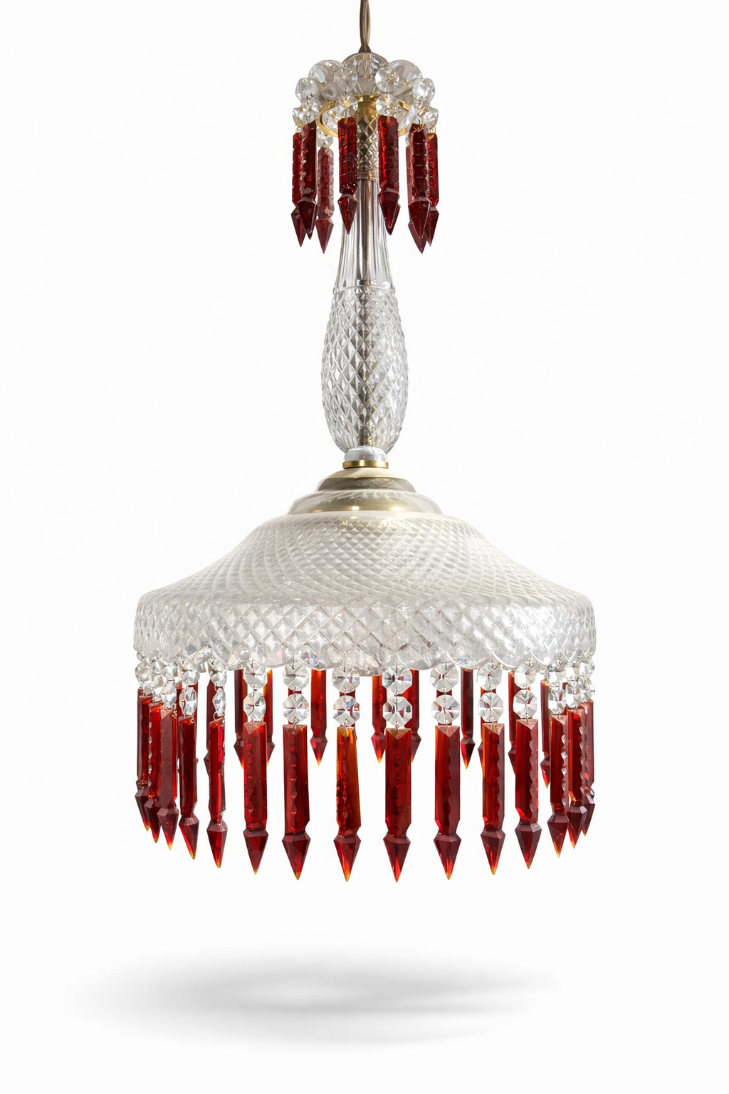 Raktambara Diamond-Cut Crystal Hanging Light — Ruby Prism Fringe · SGE-HL-019 · Samrat Glass Emporium — view 2
