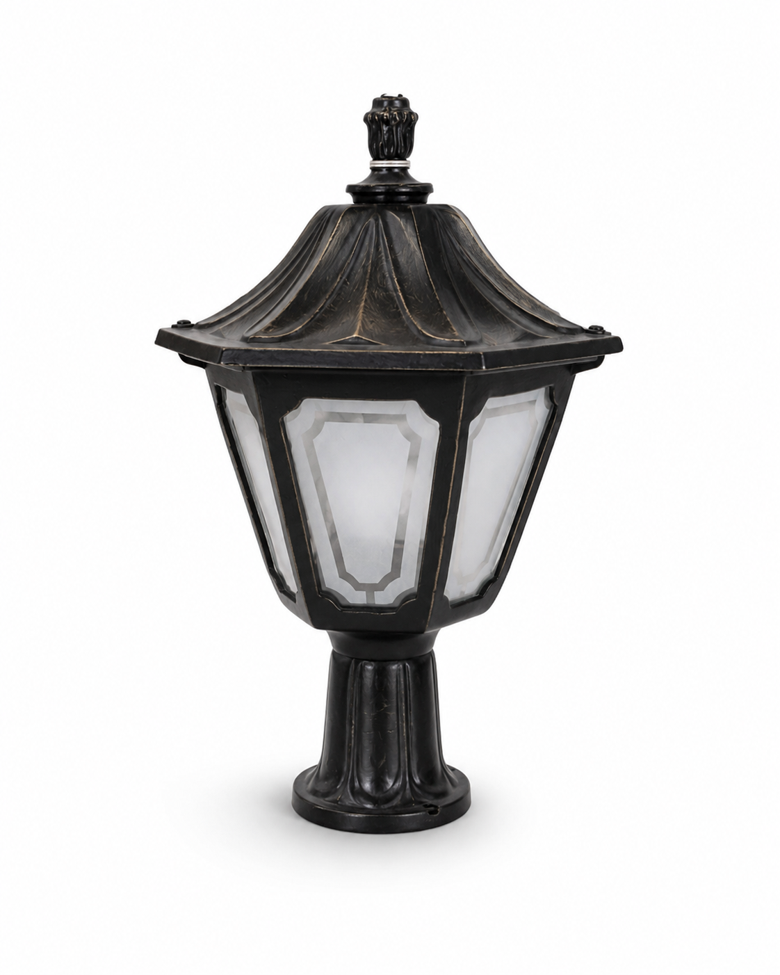 Nishaan Frosted Pagoda Black Gate Pillar Lamp · Gate Light · SGE-GL-019 · Samrat Glass Emporium — view 2