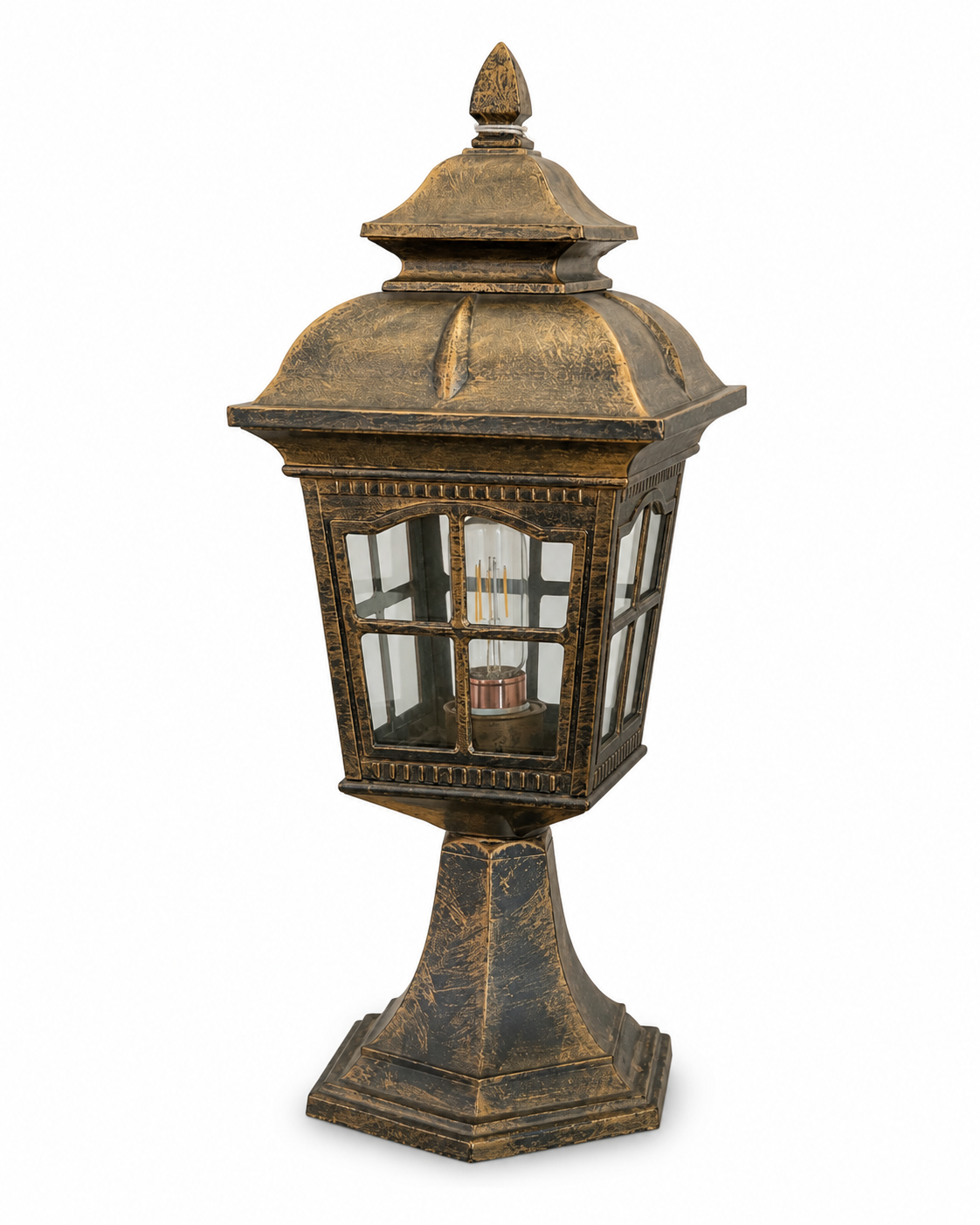 Rajwada Windowpane Antique-Gold Gate Pillar Lamp · Gate Light · SGE-GL-018 · Samrat Glass Emporium — view 2