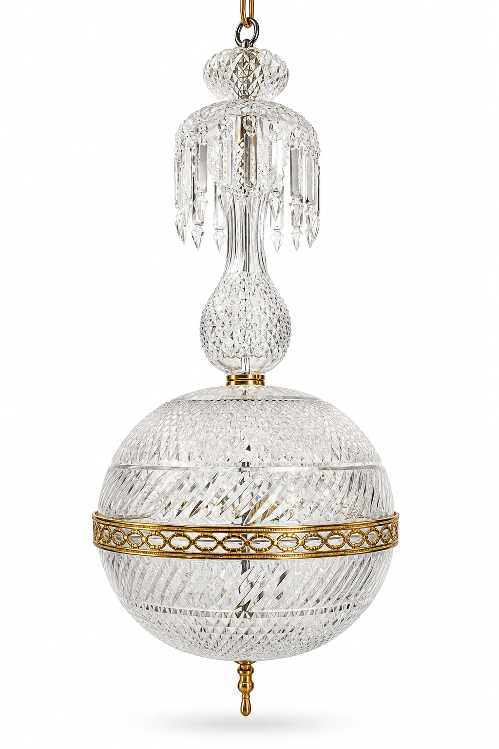 Golak Glass Globe Hanging Light — Diamond-Cut Lotus Crown · SGE-HL-018 · Samrat Glass Emporium — view 2