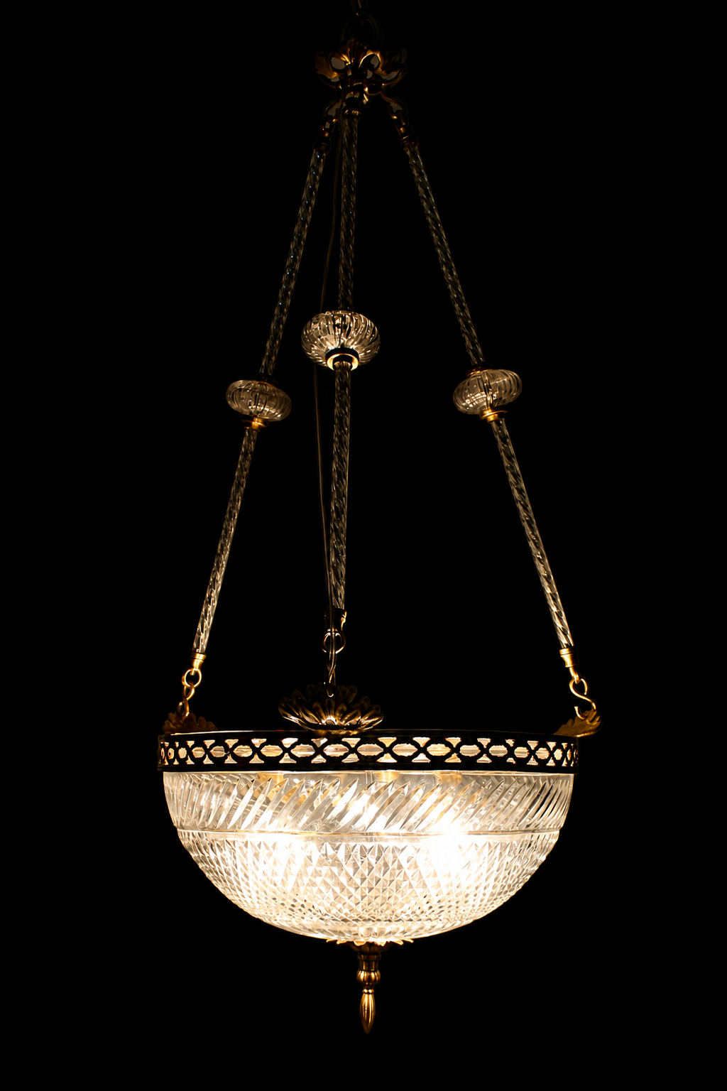 Diamond Crest Faceted Glass Hanging Light