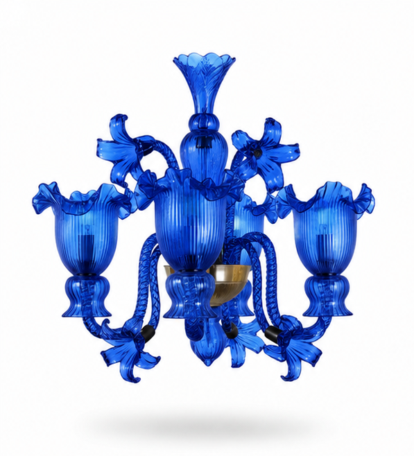 Gulzar Ruffled Tulip Three-Light Wall Light — Cobalt Blue · SGE-WL-026 · Samrat Glass Emporium — view 2