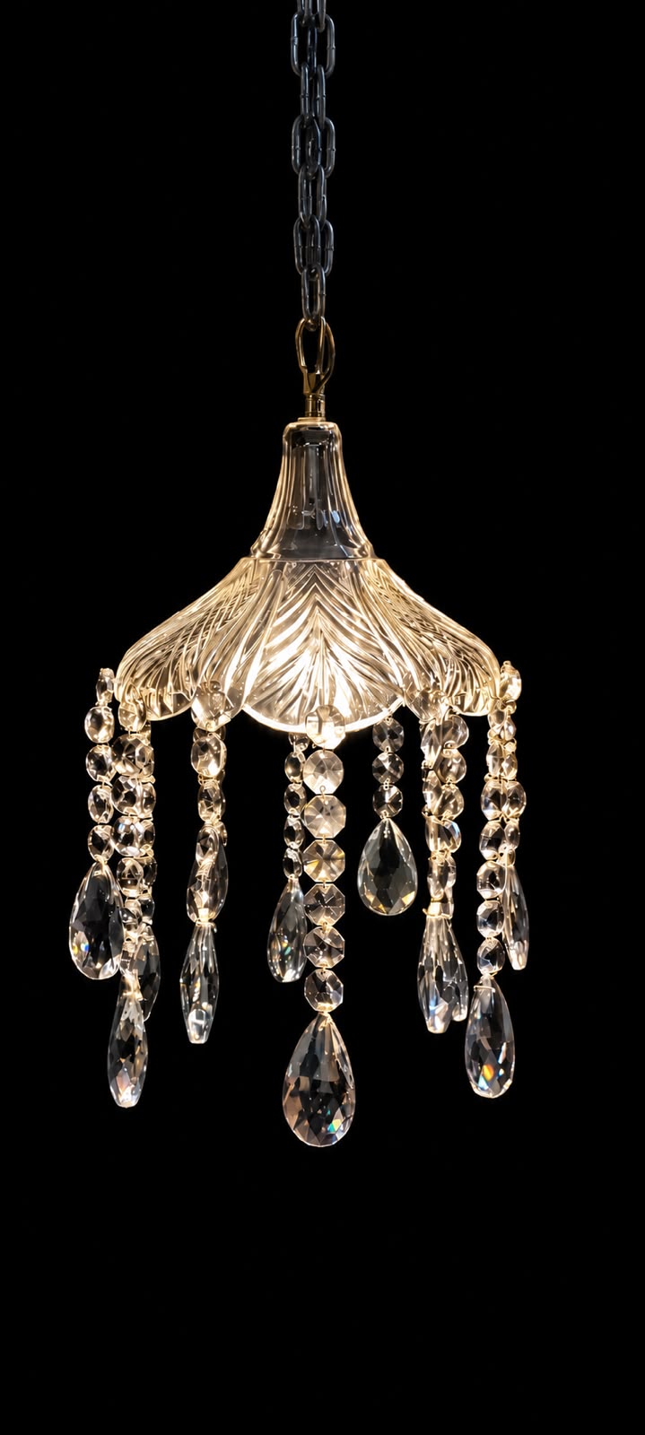 Fluted Glass Pear Drop Hanging Light