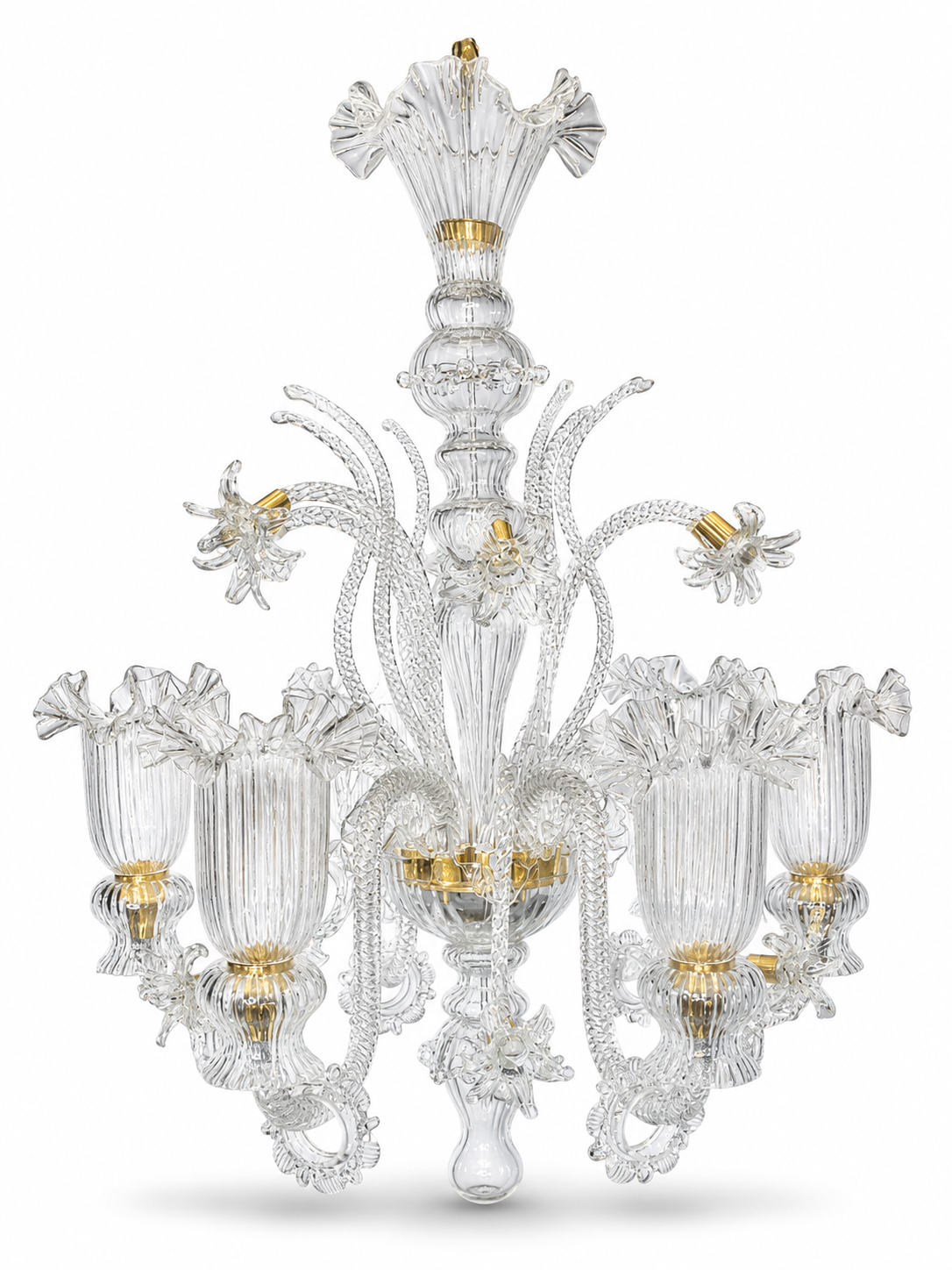 Gulzar Transparent Crest Six-Light Uplight Glass Chandelier · SGE-CH-067 · Samrat Glass Emporium — view 2