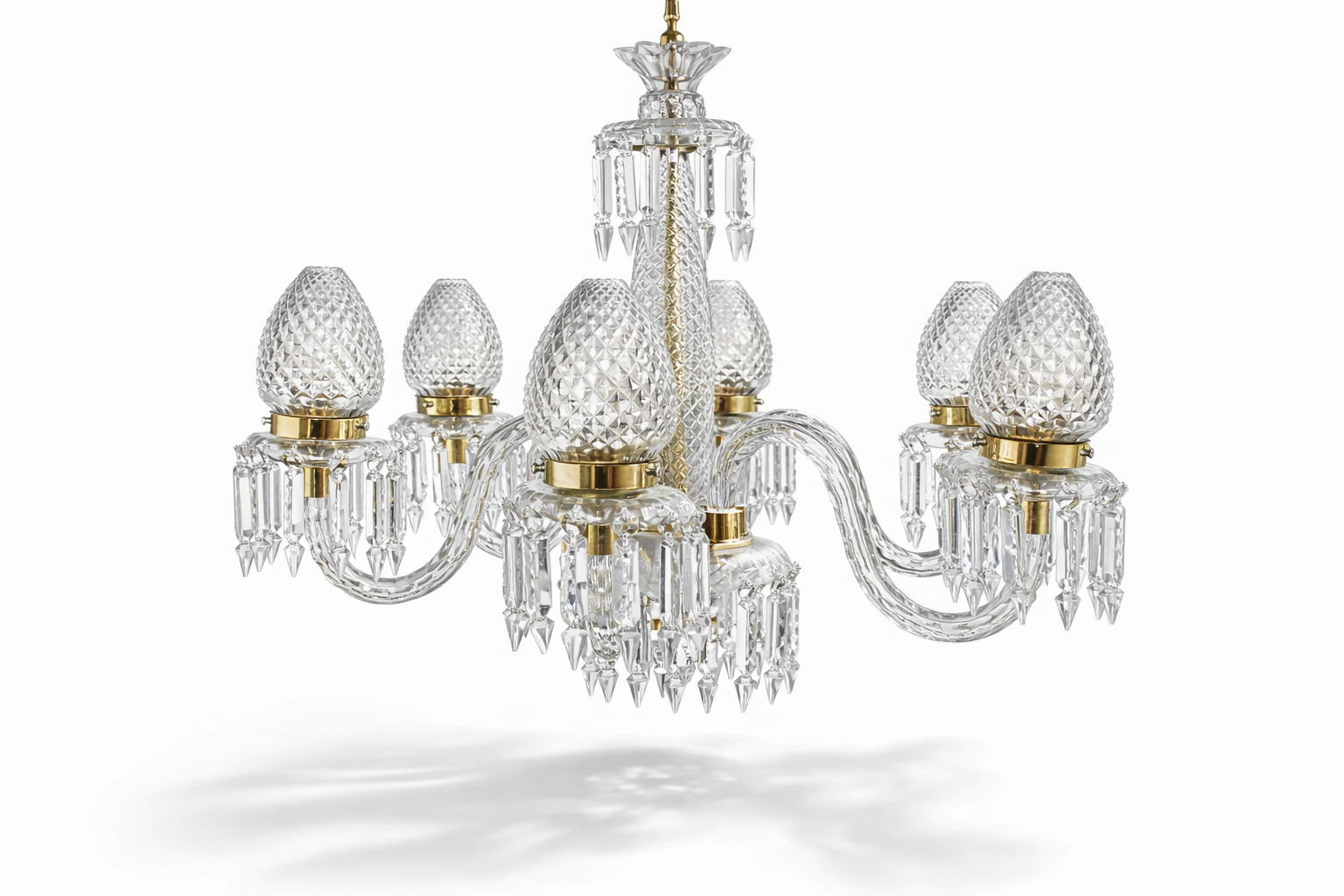 Shahi Pineapple-Cut Six-Light Crystal Chandelier · SGE-CH-015 · Samrat Glass Emporium — view 2