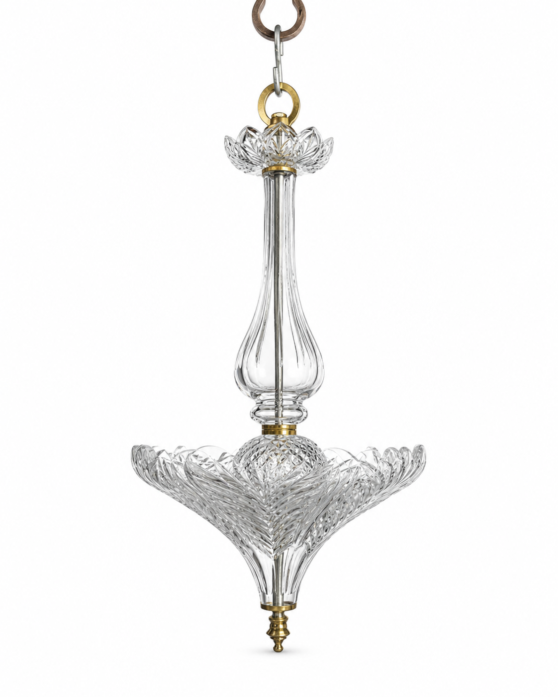 Kamalrekha Lotus-Petal Cut-Glass Two-Light Hanging Light · SGE-HL-089 · Samrat Glass Emporium — view 2