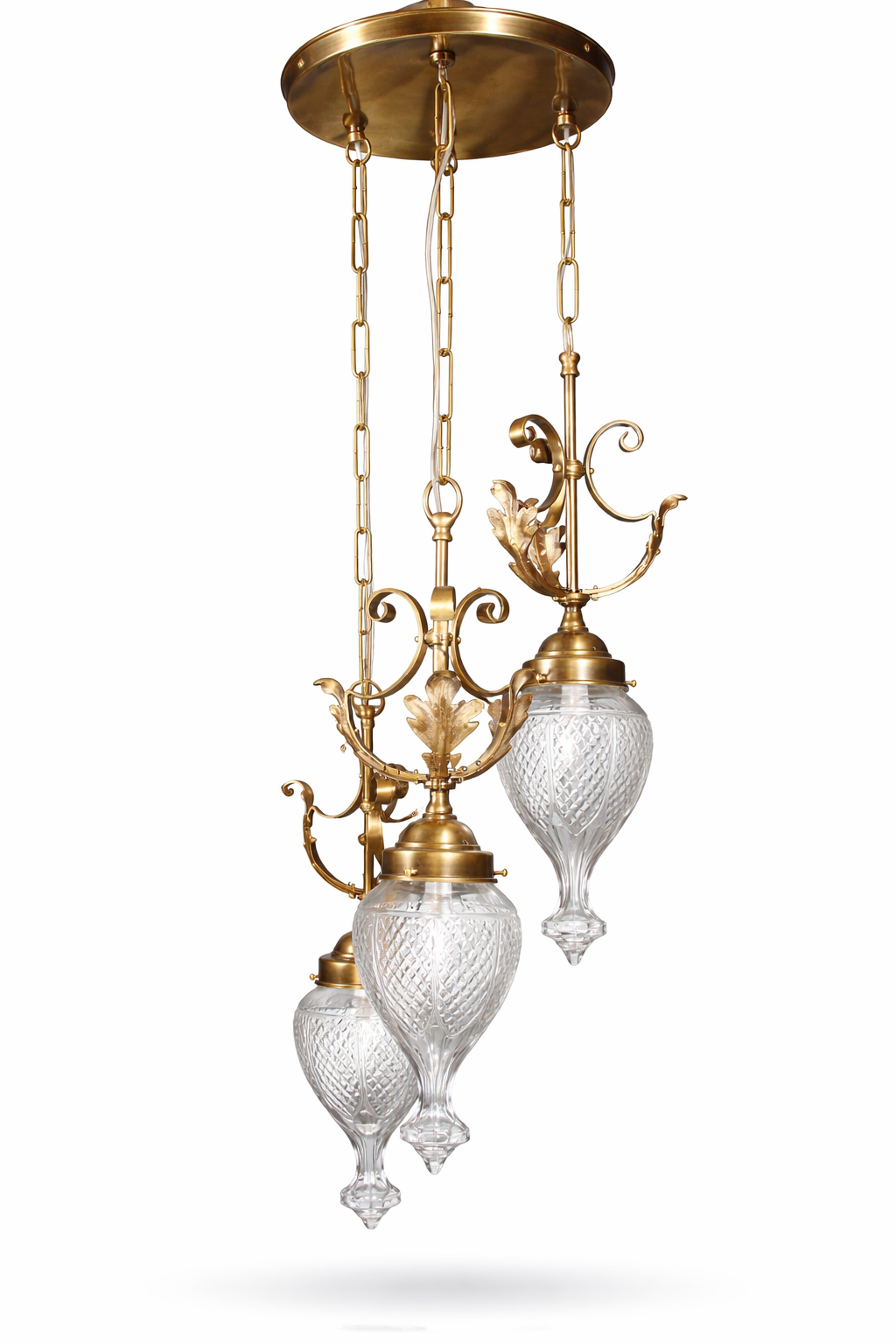 Vallari Diamond-Cut Glass Hanging Light — Triple Cluster · SGE-HL-014 · Samrat Glass Emporium — view 2