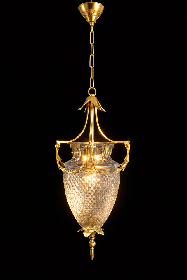 Foliate Scroll Vertical-Fluted Glass Hanging Light · SGE-HL-059 · Samrat Glass Emporium