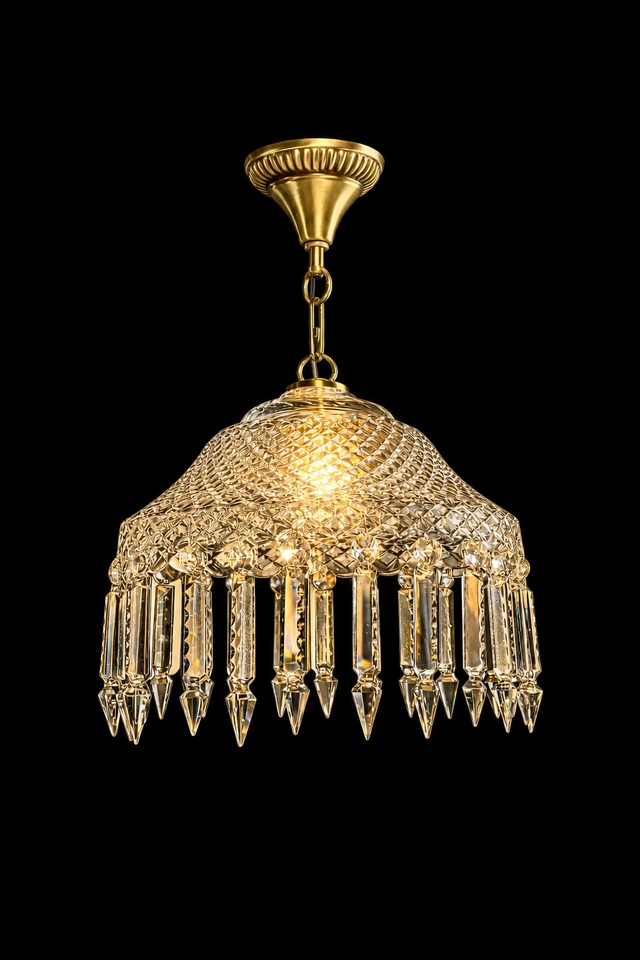 Noorjharna Diamond-Lattice Prism-Fringe Hanging Light — Compact Dome · SGE-HL-060 · Samrat Glass Emporium