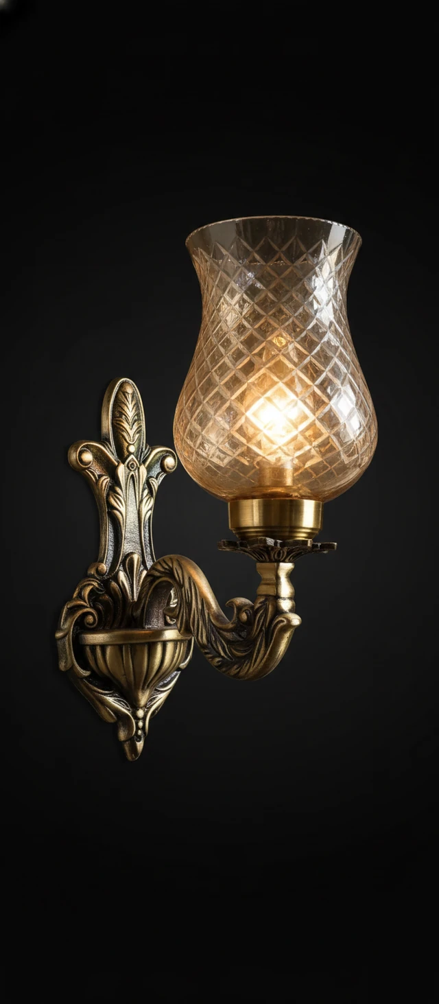 Padmapatra Diamond-Lattice Clear Glass Tulip Wall Lamp · Wall Light · SGE-WL-056 · Samrat Glass Emporium