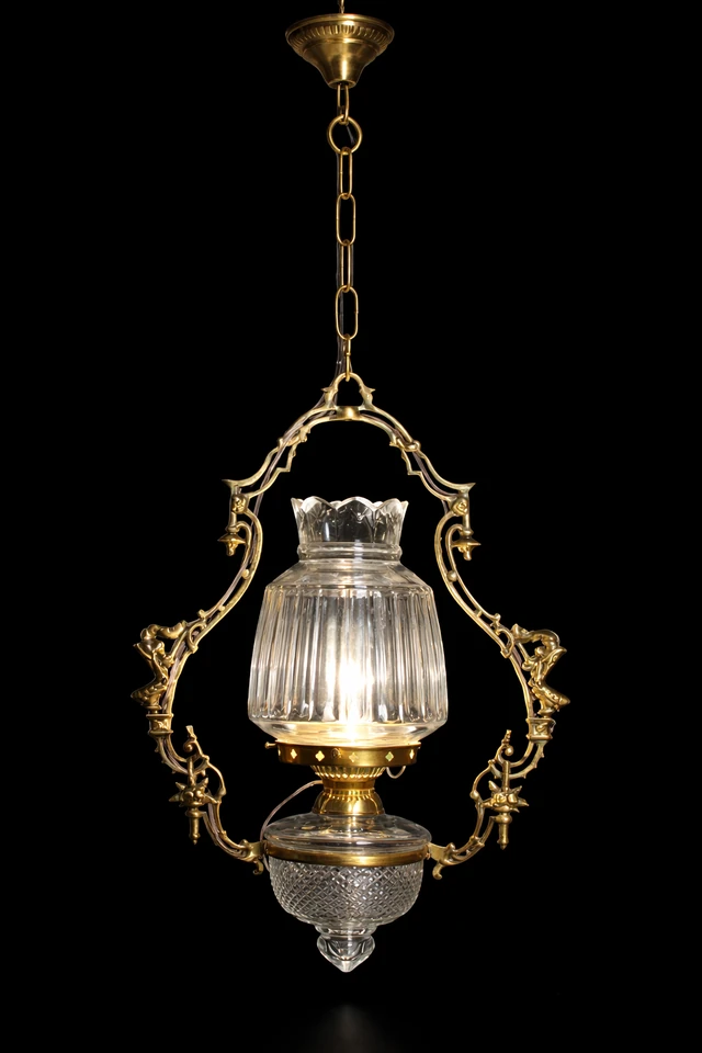 Mehrab Heritage Glass Hanging Light — Fluted Tulip Shade · SGE-HL-028 · Samrat Glass Emporium
