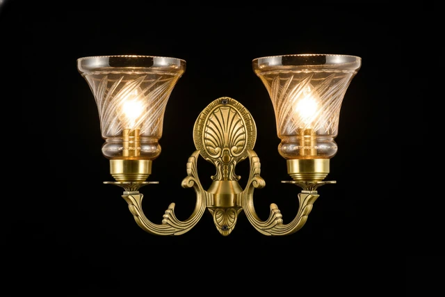 Tarangrekha Spiral-Cut Blush Glass Twin-Light Wall Sconce · Wall Light · SGE-WL-043 · Samrat Glass Emporium