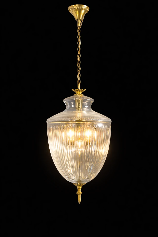 Rajsi Urn Fluted Glass Hanging Light — Grand Chain · SGE-HL-061 · Samrat Glass Emporium