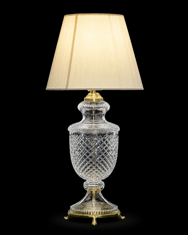 Rajsi Crystal-Clear Deep Diamond-Lattice Urn Table Lamp · SGE-TL-014 · Samrat Glass Emporium