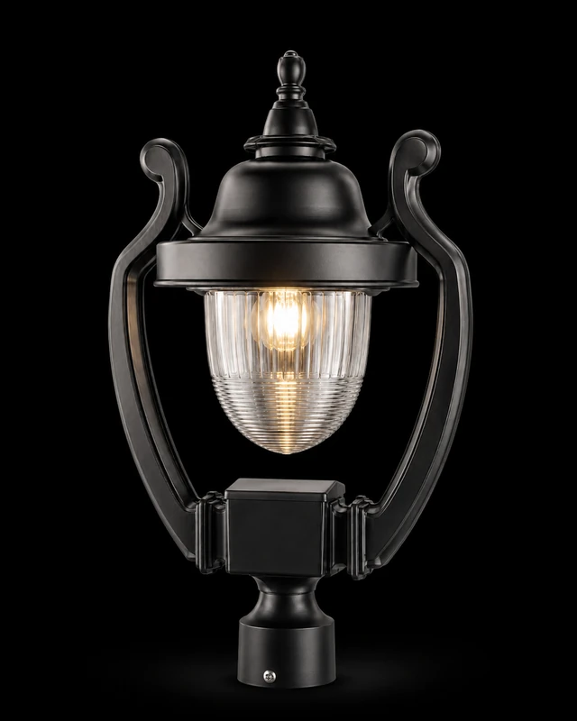 Kamaljora Twin-Scroll Matte-Black Gate Lantern · Gate Light · SGE-GL-007 · Samrat Glass Emporium
