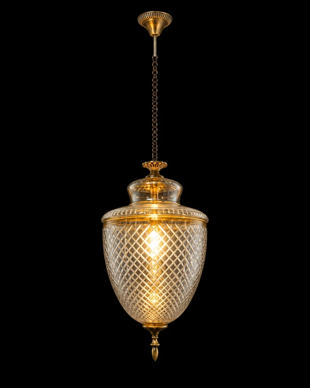 Rajsi Diamond-Lattice Glass Urn Hanging Light — 9" · SGE-HL-104 · Samrat Glass Emporium