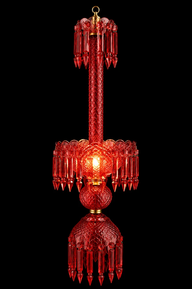 Rangmahal Diamond-Cut Crystal Hanging Light — Ruby Red · SGE-HL-016 · Samrat Glass Emporium