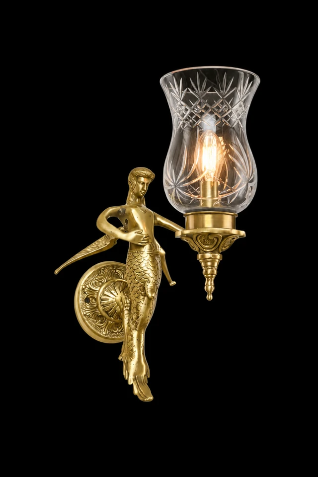 Apsarajyoti Sculpted Winged Maiden Cut-Glass Wall Sconce · Wall Light · SGE-WL-084 · Samrat Glass Emporium