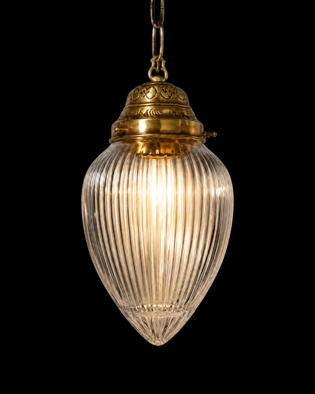 Matkadeep Clear Vertically-Ribbed Glass Hanging Light · SGE-HL-117 · Samrat Glass Emporium