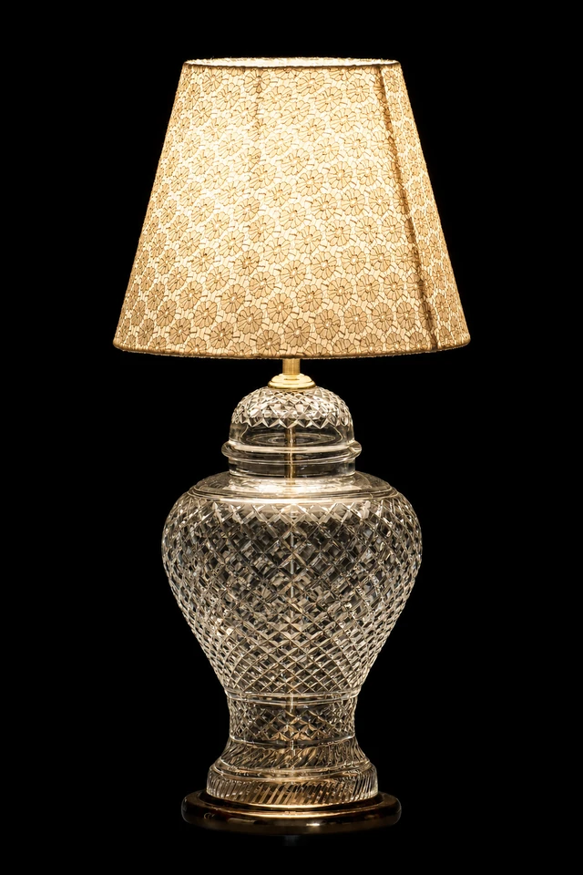 Ginger Jar Classic Vertical-Rib Clear-Glass Table Lamp · SGE-TL-022 · Samrat Glass Emporium