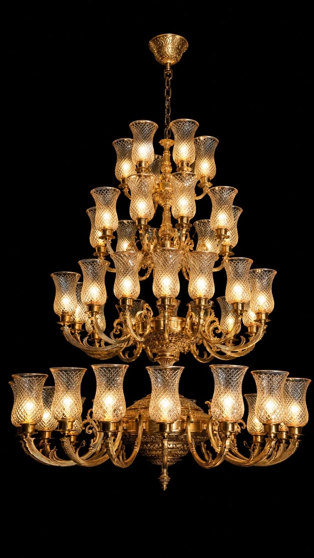 Deepstambh Diamond-Cut Glass Grand Multi-Tier Chandelier · SGE-CH-029 · Samrat Glass Emporium