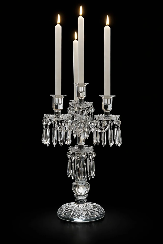 Prism Draped Clear Glass Candle Stand · SGE-CS-001 · Samrat Glass Emporium