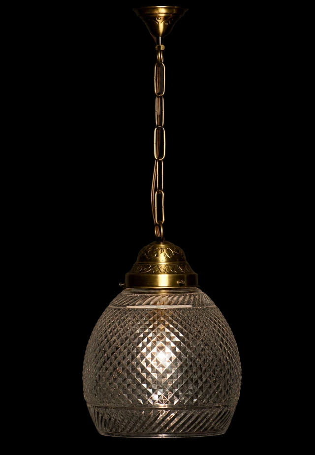Kashika Diamond-Cut Glass Hanging Light — Geometric Facet · SGE-HL-039 · Samrat Glass Emporium