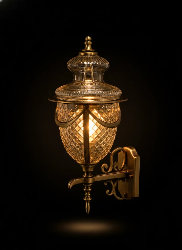 Rajsi Urn Diamond-Cut Wall Light — Compact · SGE-WL-019 · Samrat Glass Emporium