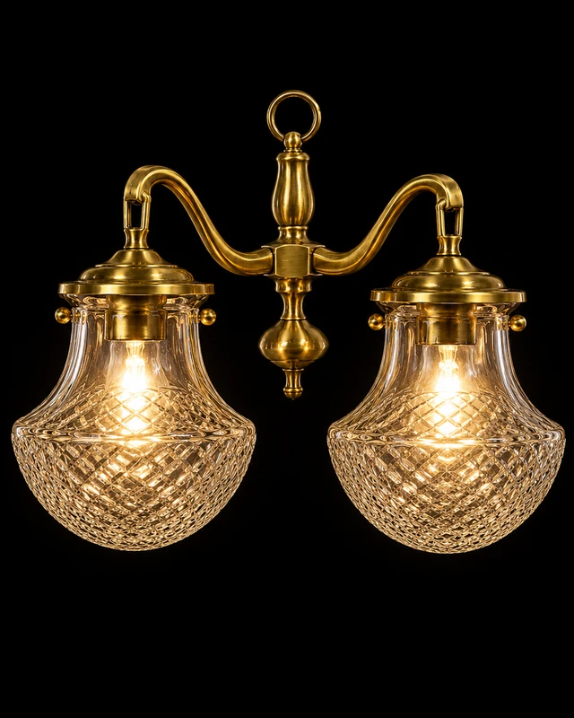 Prastara Diamond-Cut Dual-Arm Wall Light · SGE-WL-007 · Samrat Glass Emporium