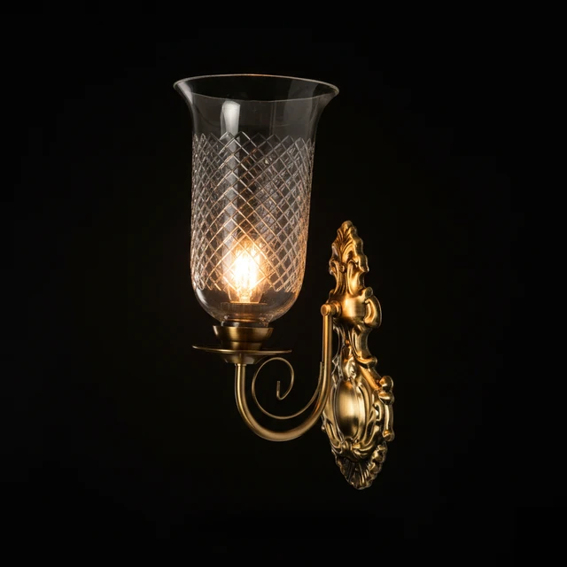 Rajvilas Diamond-Lattice Clear Glass Hurricane Wall Lamp · Wall Light · SGE-WL-010 · Samrat Glass Emporium