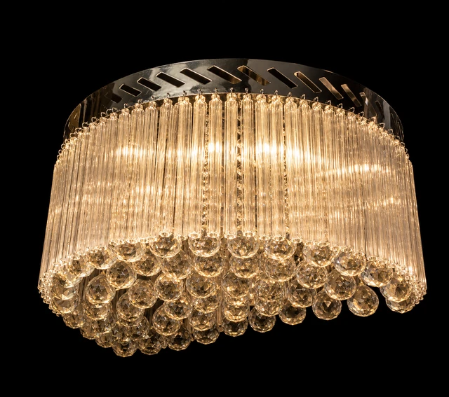 Ratnajhar Crystal-Rod and Faceted-Ball Cascade Wall Light — Chrome · SGE-WL-126 · Samrat Glass Emporium