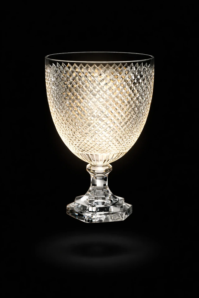 Diamond Cross-Cut Clear Glass Candle Stand · SGE-CS-007 · Samrat Glass Emporium